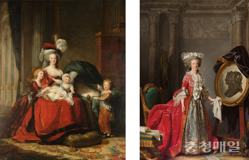 사진 왼쪽부터 비제-르브룅, ‘마리 앙투아네트 왕비와 그녀의 아이들’, 1787. 라비유-귀야르, ‘마담 아델라이드’, 1787