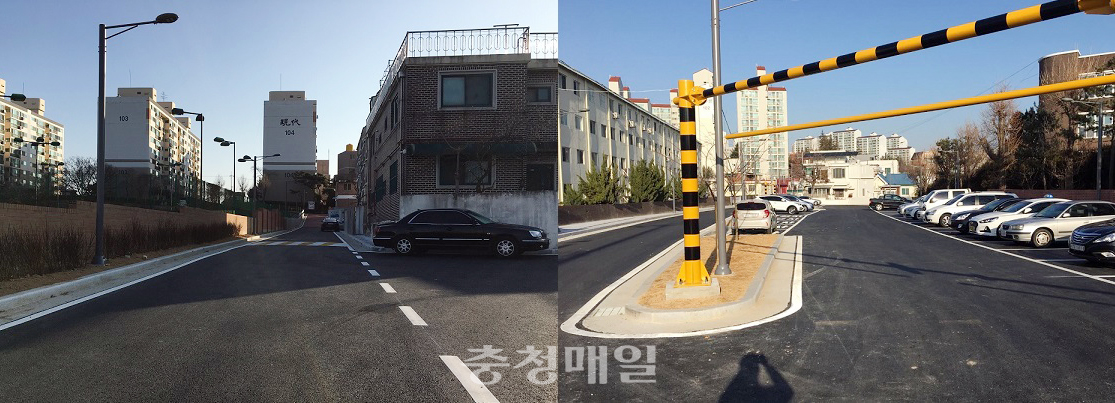대전 중구 선화·용두재정비 촉진지구 내 목동 12호선 도로(왼쪽)와 제5호 주차장 모습.