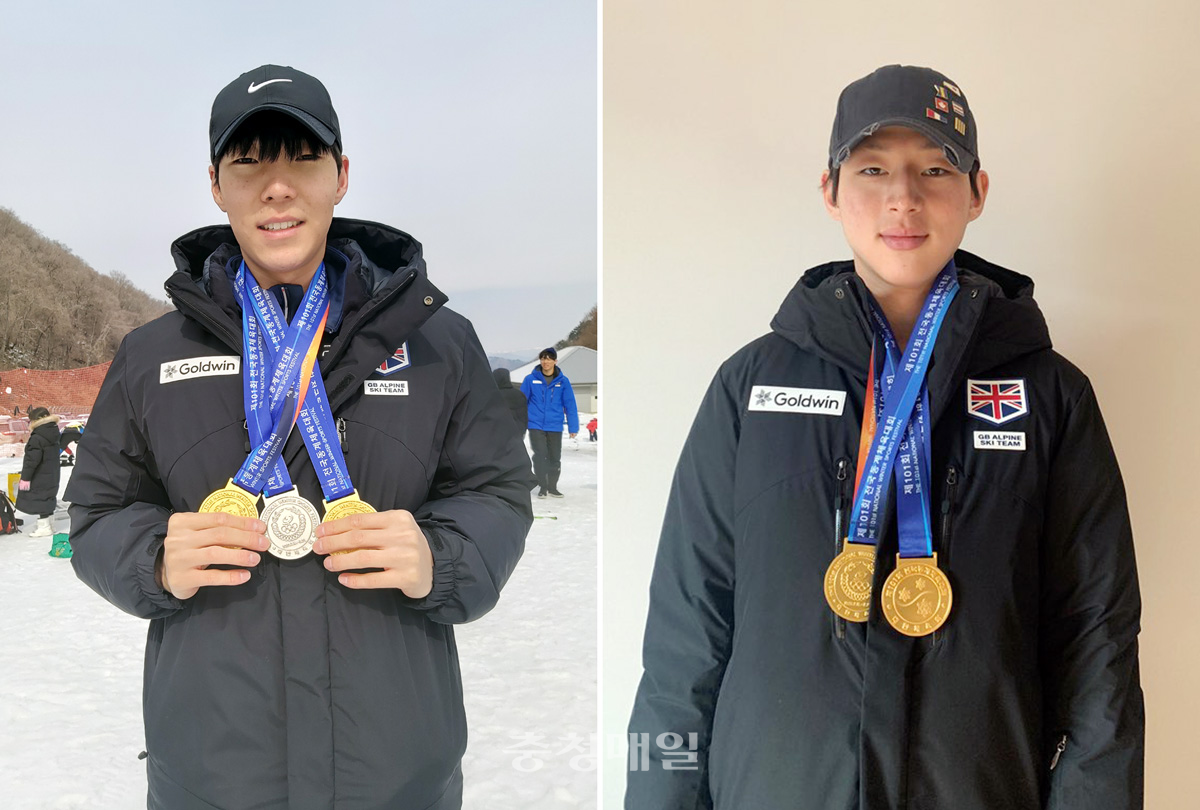 제101회 전국동계체육대회 스키에서 3관왕을 차지한 김종환(왼쪽)과 이원빈.