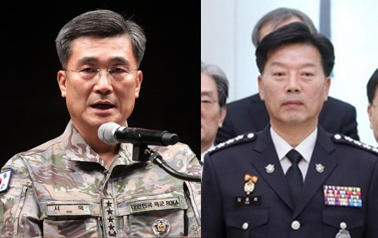 서욱 전 국방부장관(왼쪽)과 김홍희 전 해양경찰청장.