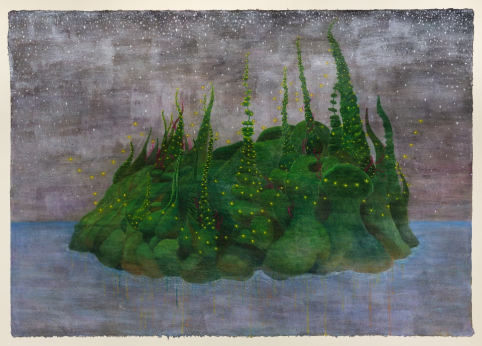 이름 없는 섬 II, 180×260cm, 장지에 과슈, 2015.